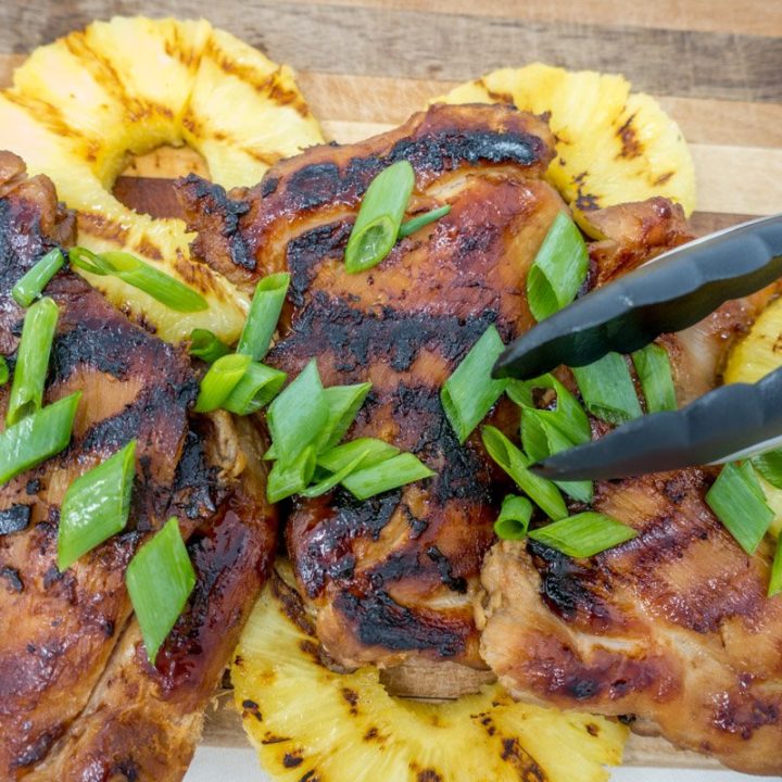 This Hawaiian barbecue recipe includes making BBQ chicken thighs on grill